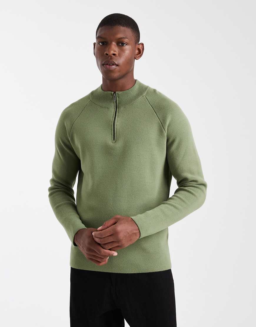ASOS DESIGN - Strickpullover in Grün mit kurzem Reißverschluss ASOS DESIGN - Strickpullover in Grün mit kurzem Reißverschluss von ASOS DESIGN