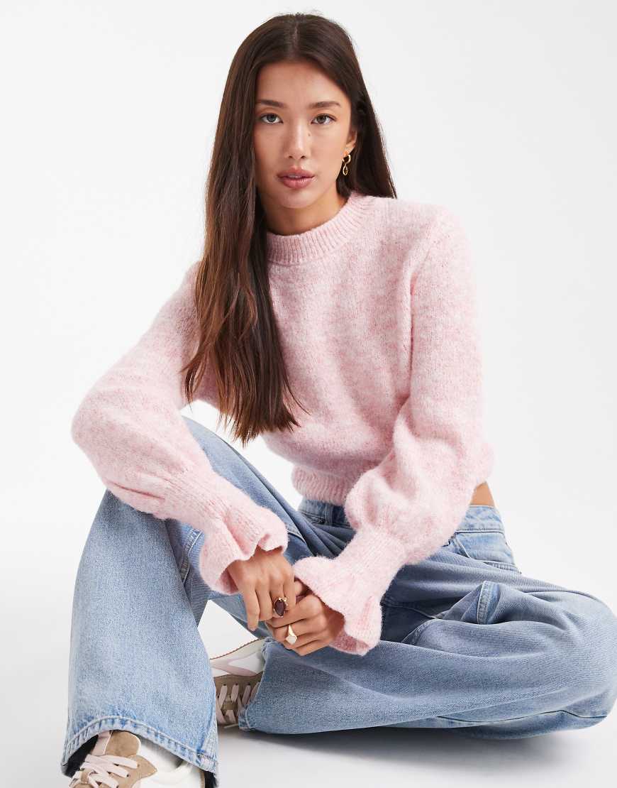 ASOS DESIGN - Strickpullover in Rosa mit Rüschenbündchen-Neutral ASOS DESIGN - Strickpullover in Rosa mit Rüschenbündchen-Neutral von ASOS DESIGN