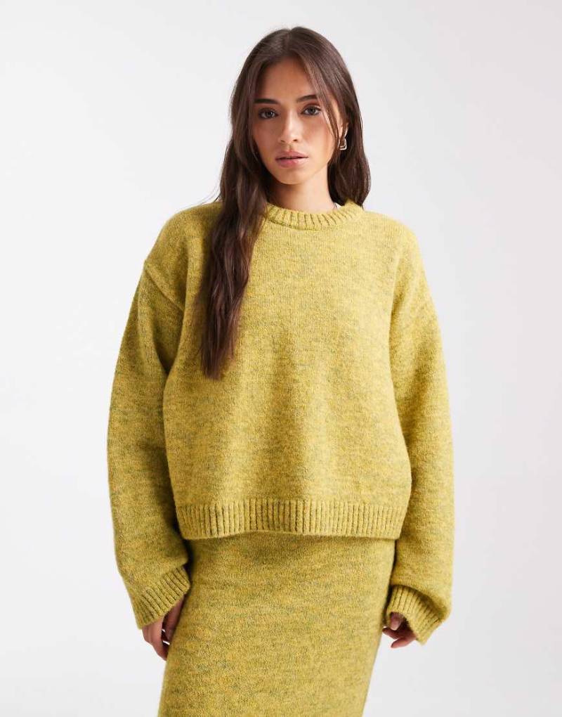 ASOS DESIGN - Strickpullover in Wolloptik mit weiten Ärmeln, Kombiteil-Grün von ASOS DESIGN