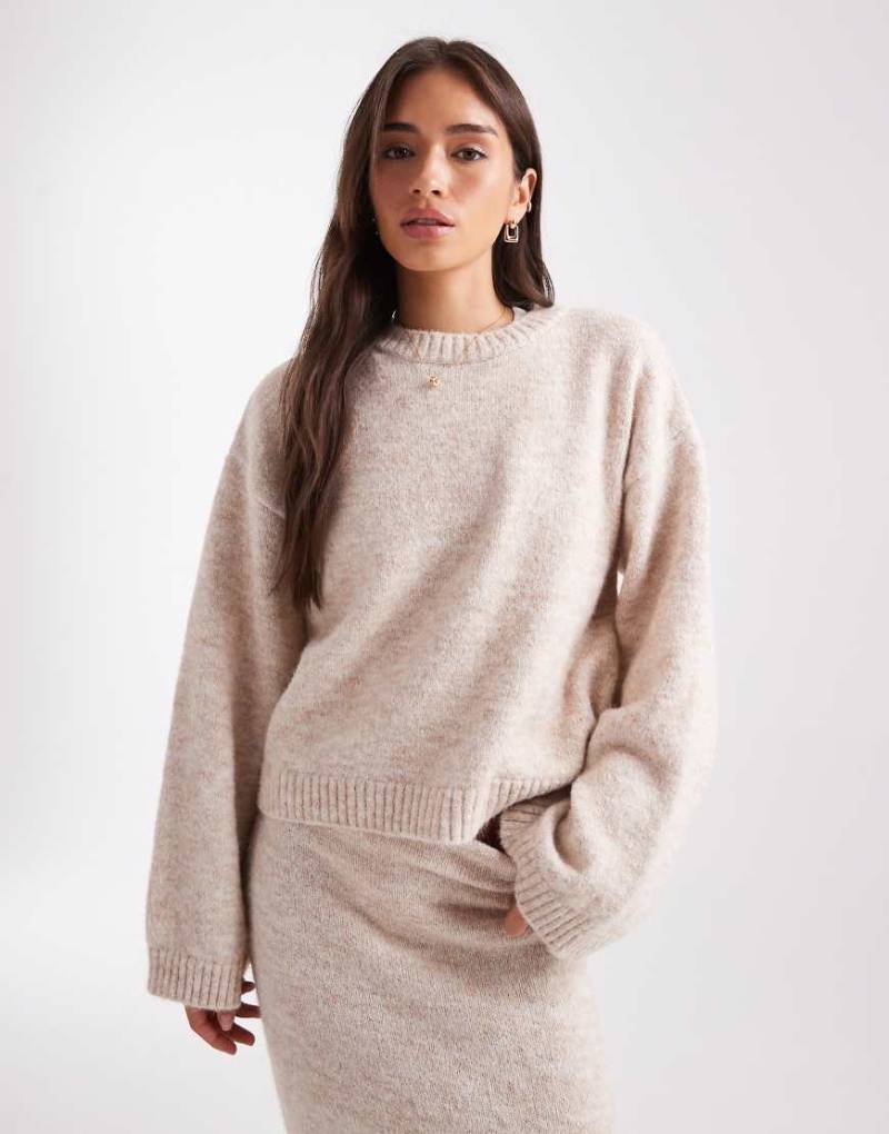 ASOS DESIGN - Strickpullover in Wolloptik mit weiten Ärmeln, Kombiteil-Weiß von ASOS DESIGN