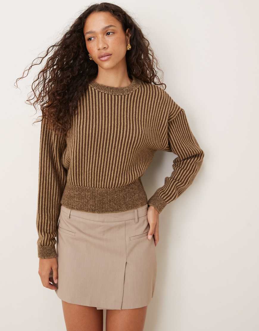 ASOS DESIGN - Strickpullover in zweifarbigem Braun-Neutral ASOS DESIGN - Strickpullover in zweifarbigem Braun-Neutral von ASOS DESIGN