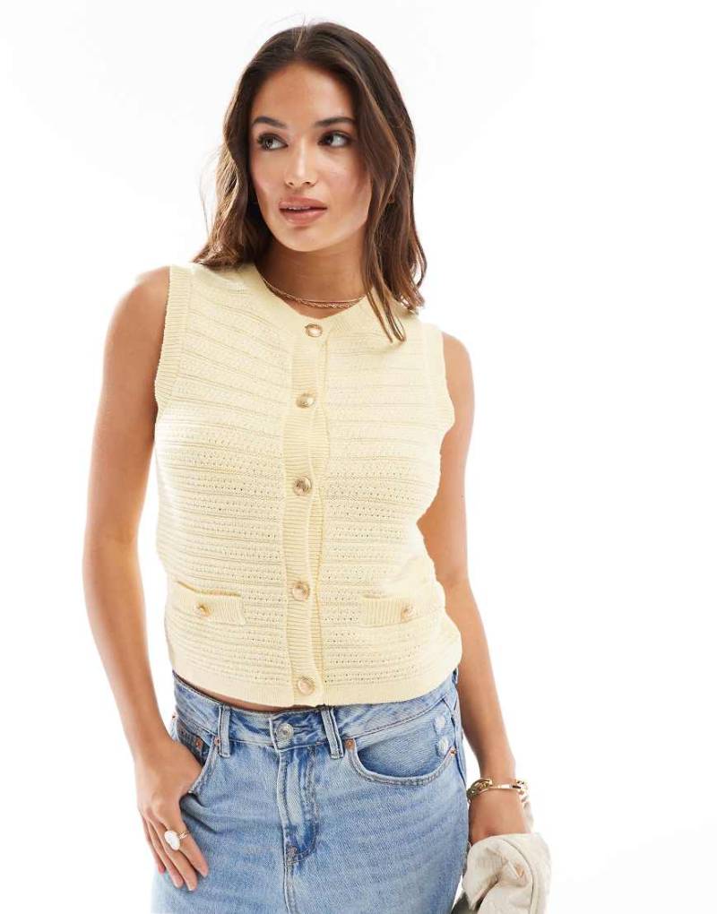 ASOS DESIGN - Strickweste aus Bouclé in Zitronengelb von ASOS DESIGN
