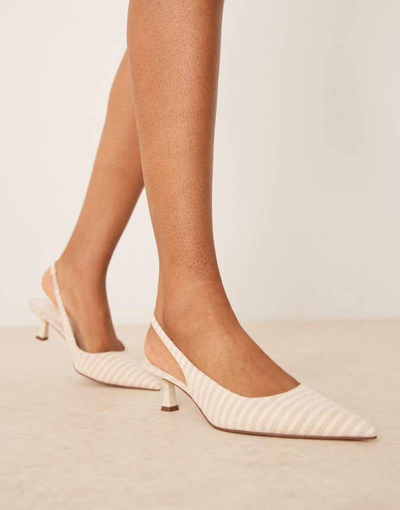 ASOS DESIGN - Stroll - Schuhe in Natur gestreift mit mittelhohem Absatz und Fersenriemen-Neutral ASOS DESIGN - Stroll - Schuhe in Natur gestreift mit mittelhohem Absatz und Fersenriemen-Neutral von ASOS DESIGN