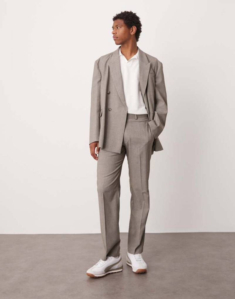 ASOS DESIGN - Strukturierte Anzughose in meliertem Grau mit geradem Schnitt von ASOS DESIGN