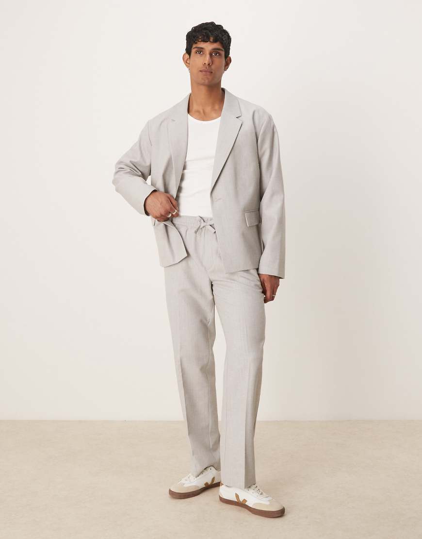 ASOS DESIGN - Strukturierte Anzughose zum Hineinschlüpfen in Grau mit Leinenanteil ASOS DESIGN - Strukturierte Anzughose zum Hineinschlüpfen in Grau mit Leinenanteil von ASOS DESIGN