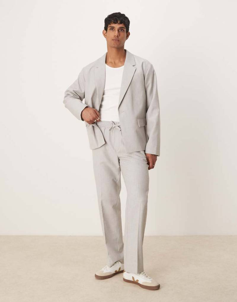 ASOS DESIGN - Strukturierte Anzughose zum Hineinschlüpfen in Grau mit Leinenanteil von ASOS DESIGN