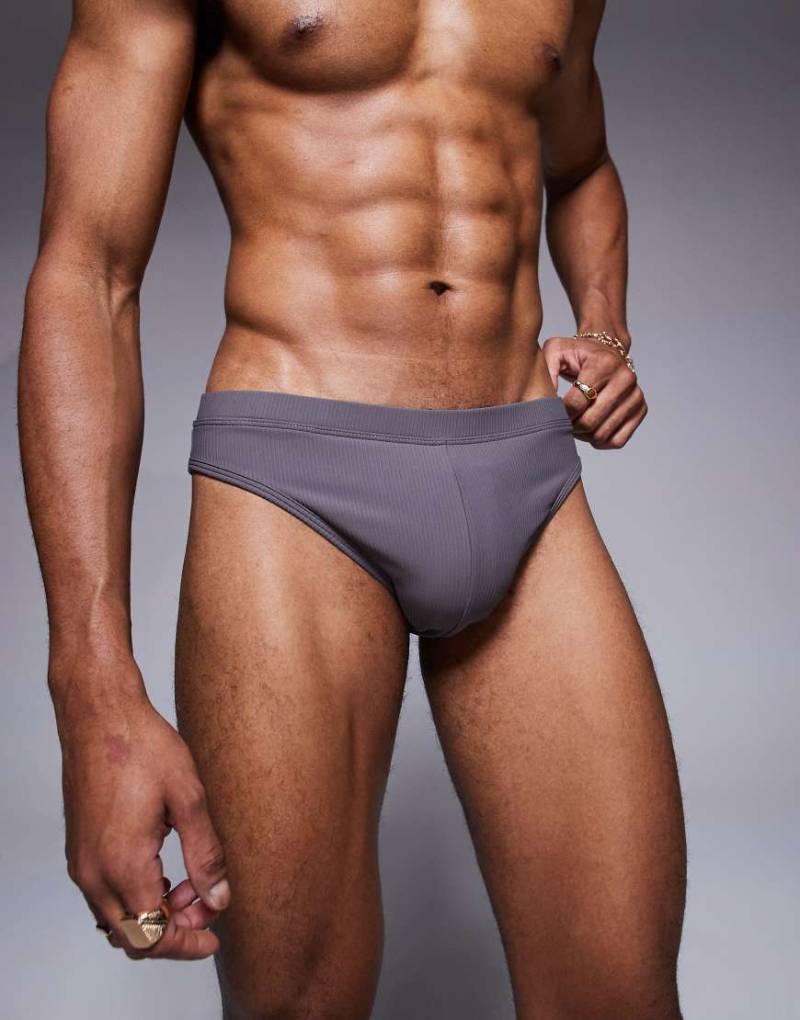 ASOS DESIGN - Strukturierte Badehose in Anthrazit-Grau von ASOS DESIGN