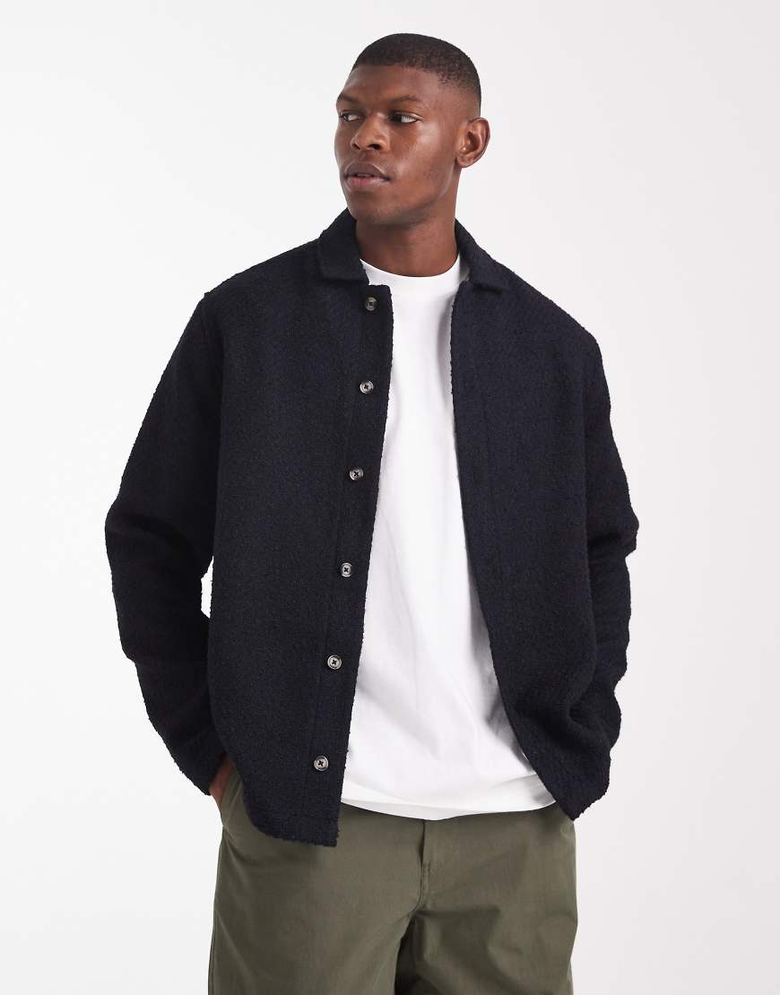 ASOS DESIGN - Strukturierte Hemdjacke in Schwarz von ASOS DESIGN