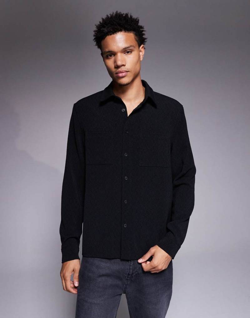 ASOS DESIGN - Strukturierte Hemdjacke in Schwarz von ASOS DESIGN