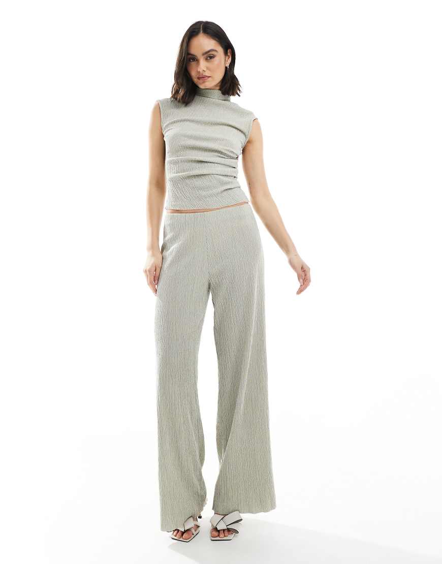 ASOS DESIGN - Strukturierte Hose in Grau mit weitem Schnitt, Kombiteil von ASOS DESIGN
