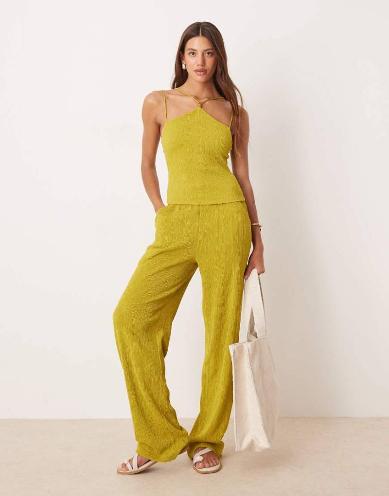 ASOS DESIGN - Strukturierte Hose in Grün mit weitem Bein, Kombiteil von ASOS DESIGN