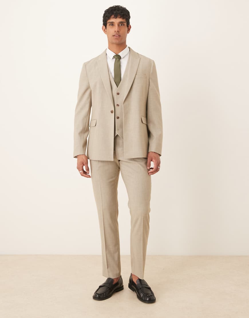 ASOS DESIGN - Strukturierte Slim-Fit-Anzughose in meliertem Hellgrau ASOS DESIGN - Strukturierte Slim-Fit-Anzughose in meliertem Hellgrau von ASOS DESIGN