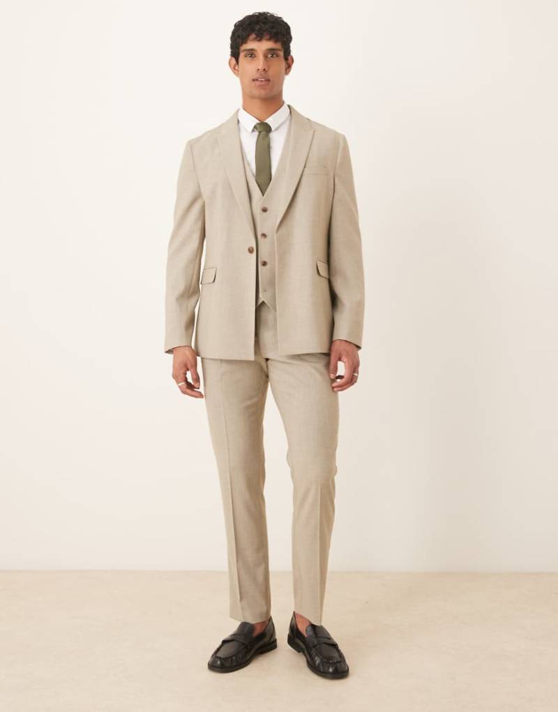 ASOS DESIGN - Strukturierte Slim-Fit-Anzughose in meliertem Hellgrau von ASOS DESIGN