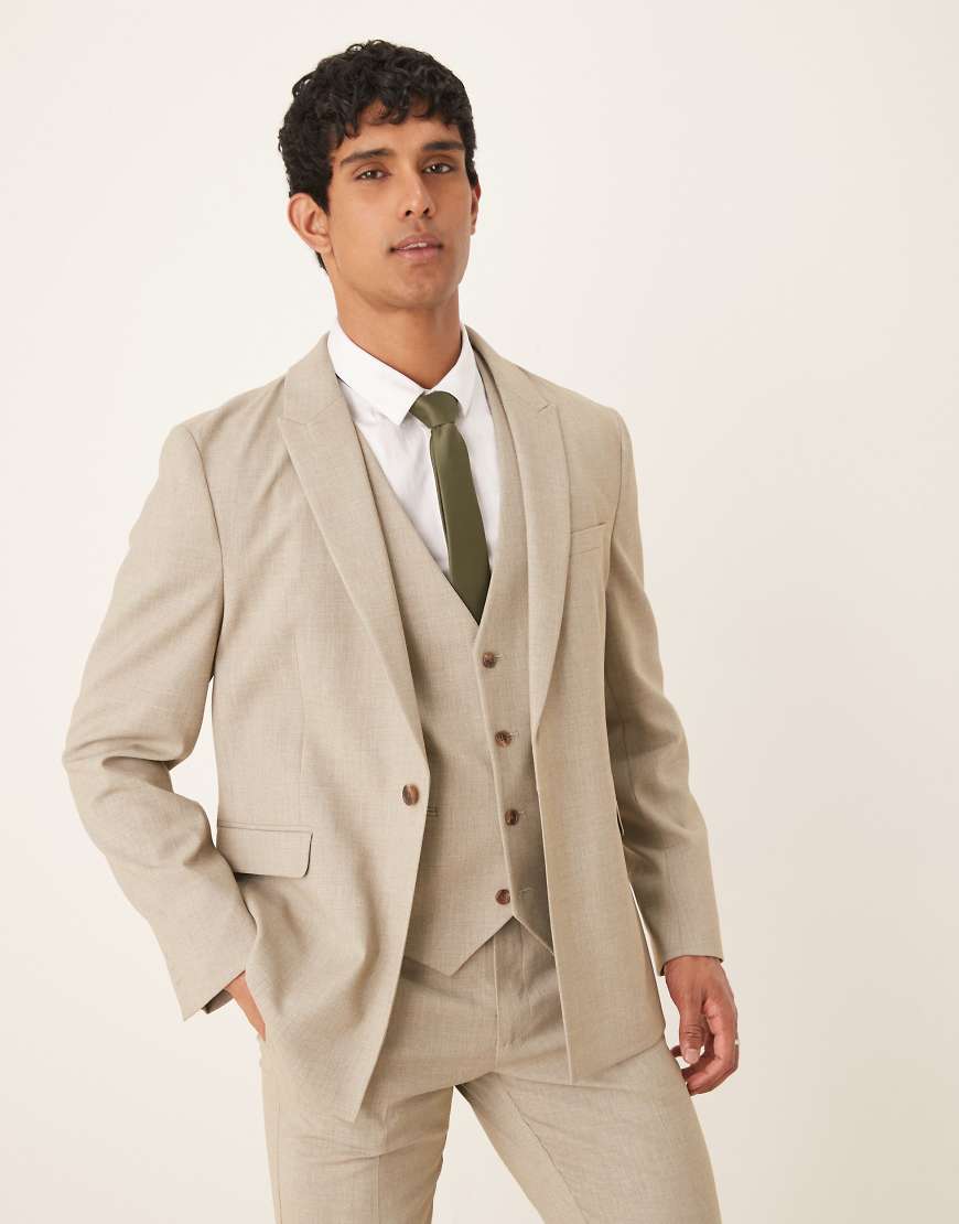 ASOS DESIGN - Strukturierte Slim-Fit-Anzugjacke in meliertem Hellgrau von ASOS DESIGN