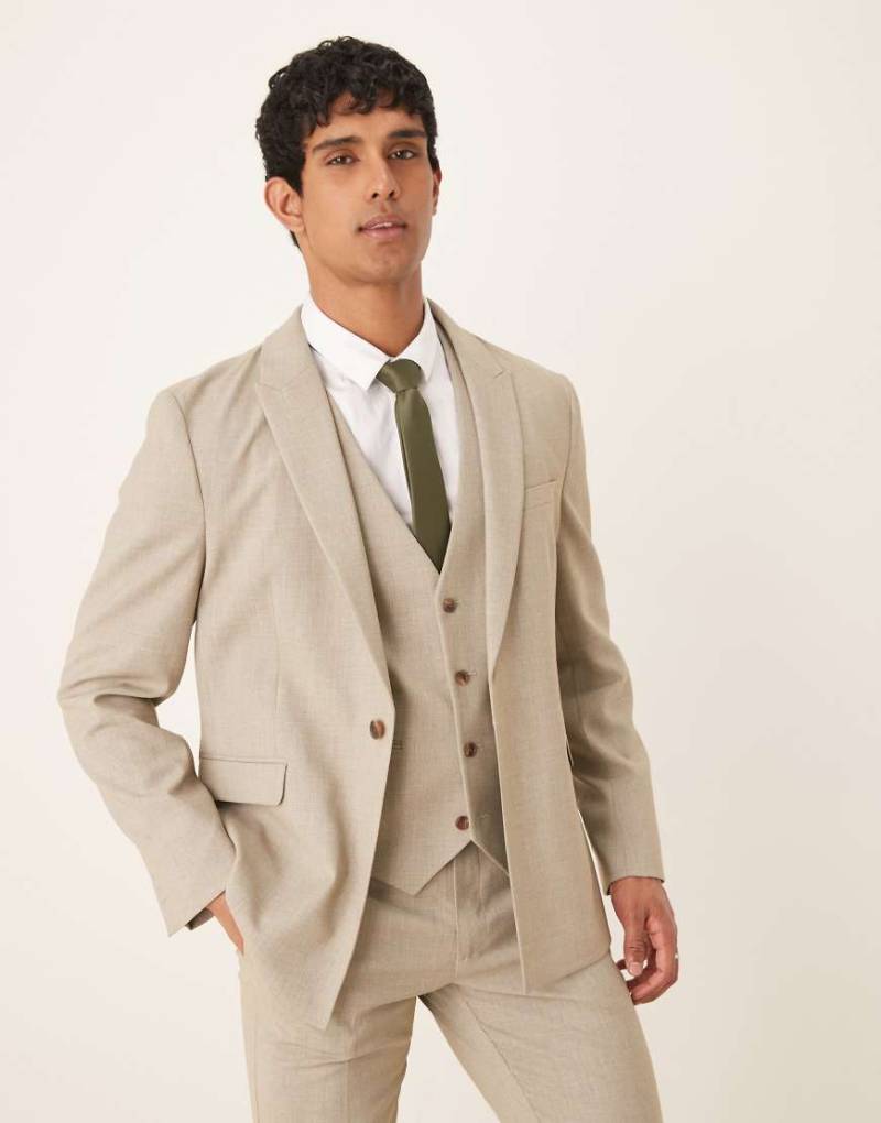 ASOS DESIGN - Strukturierte Slim-Fit-Anzugjacke in meliertem Hellgrau von ASOS DESIGN