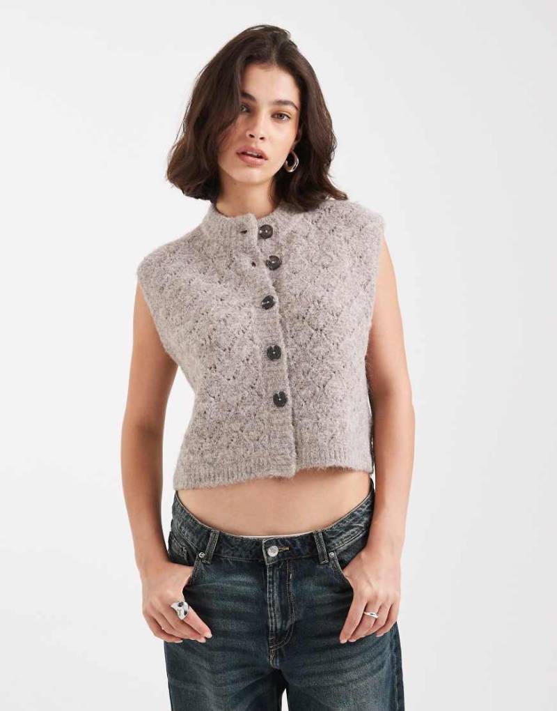 ASOS DESIGN - Strukturierte Weste in Pilzbraun mit durchgehender Knopfleiste-Neutral von ASOS DESIGN