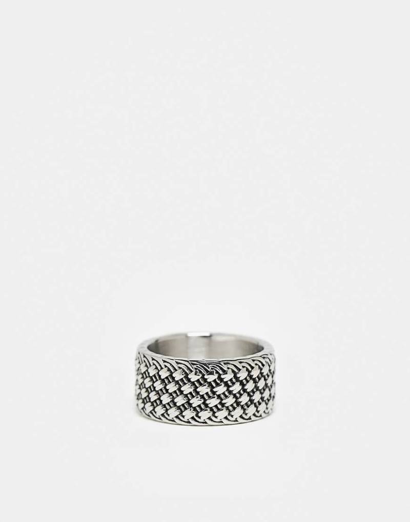 ASOS DESIGN - Strukturierter Bandring aus wasserfestem Edelstahl in polierter Silberoptik von ASOS DESIGN