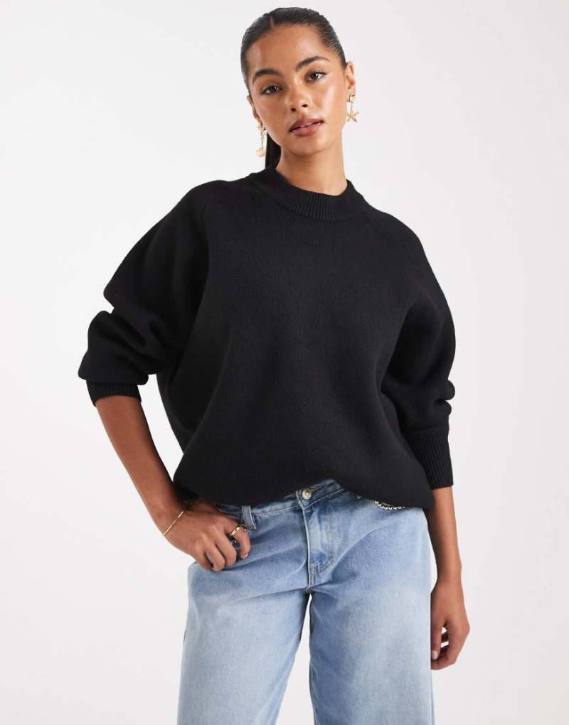 ASOS DESIGN - Strukturierter Longline-Pullover in Schwarz von ASOS DESIGN