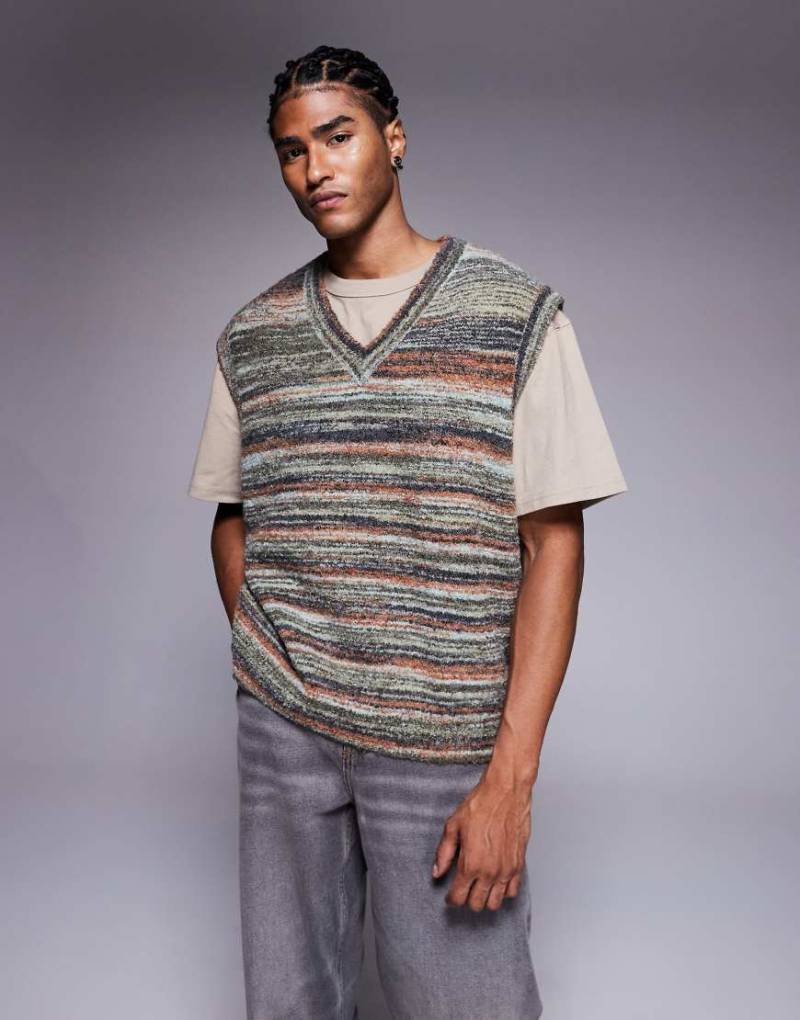 ASOS DESIGN - Strukturierter Oversize-Strickpullunder in Beige-Bunt von ASOS DESIGN