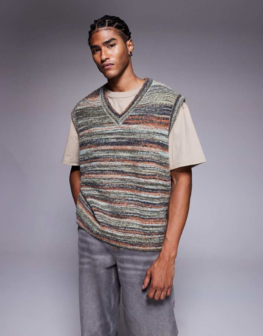 ASOS DESIGN - Strukturierter Oversize-Strickpullunder in Beige-Bunt von ASOS DESIGN