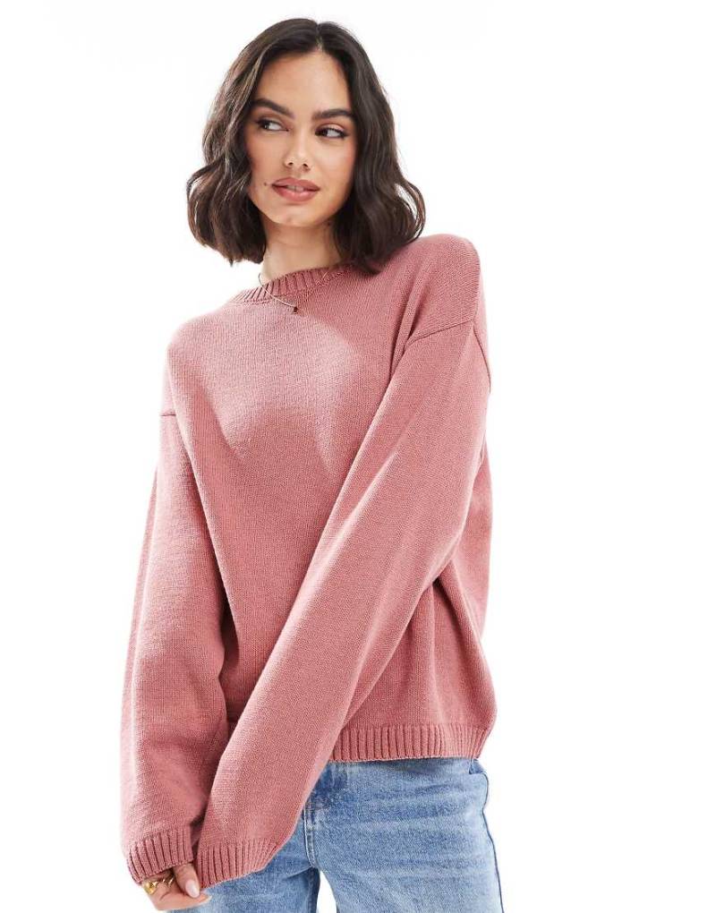 ASOS DESIGN - Strukturierter Strickpullover in Altrosa von ASOS DESIGN
