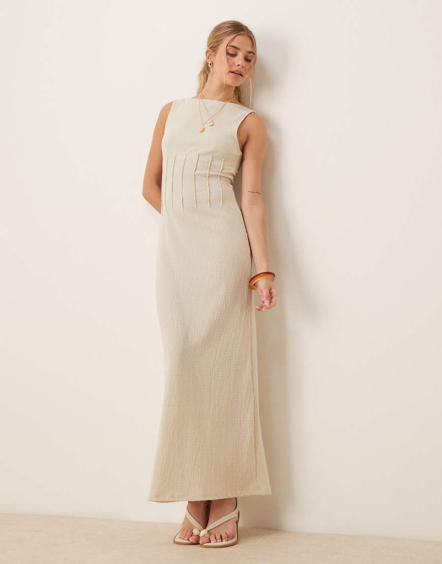 ASOS DESIGN - Strukturiertes, ärmelloses Midikleid in neutraler Farbe mit Korsett-Detail und U-Boot-Ausschnitt ASOS DESIGN - Strukturiertes, ärmelloses Midikleid in neutraler Farbe mit Korsett-Detail und U-Boot-Ausschnitt von ASOS DESIGN