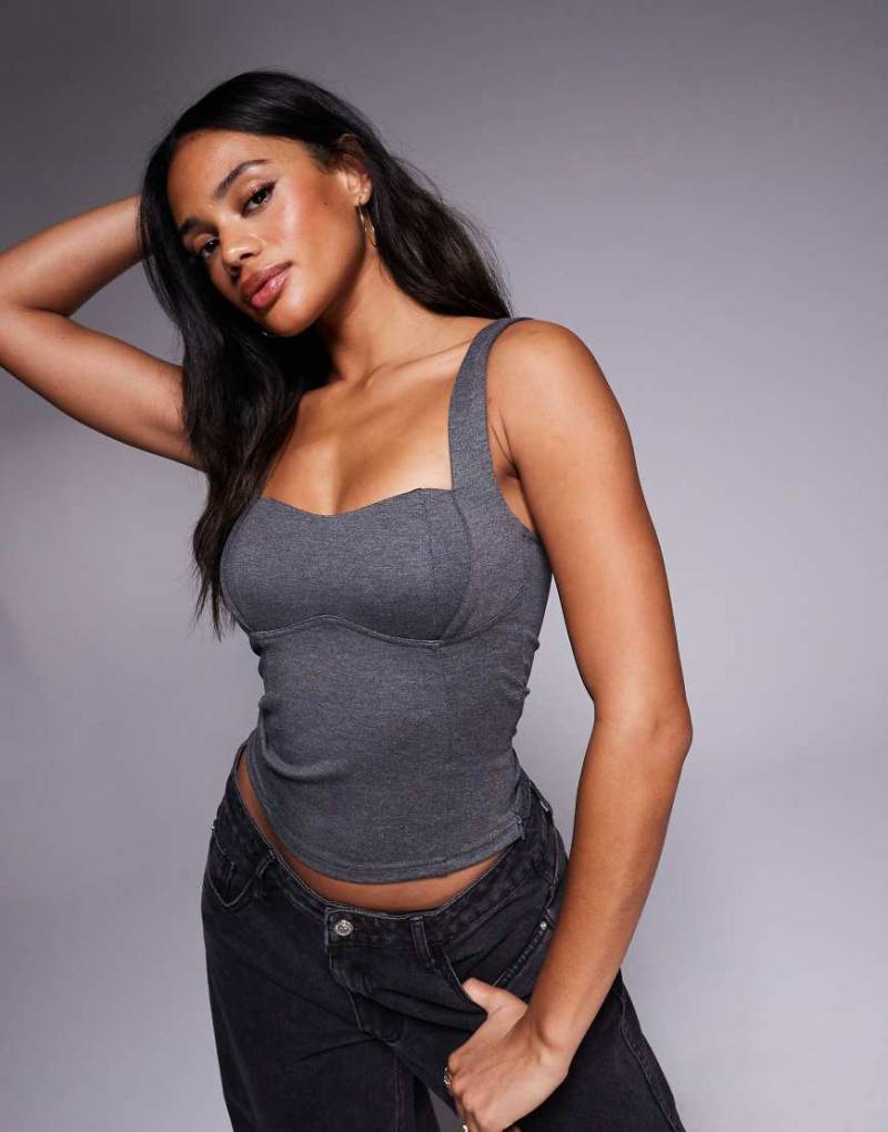 ASOS DESIGN - Strukturiertes Korsett-Top aus Ponté in Grau von ASOS DESIGN