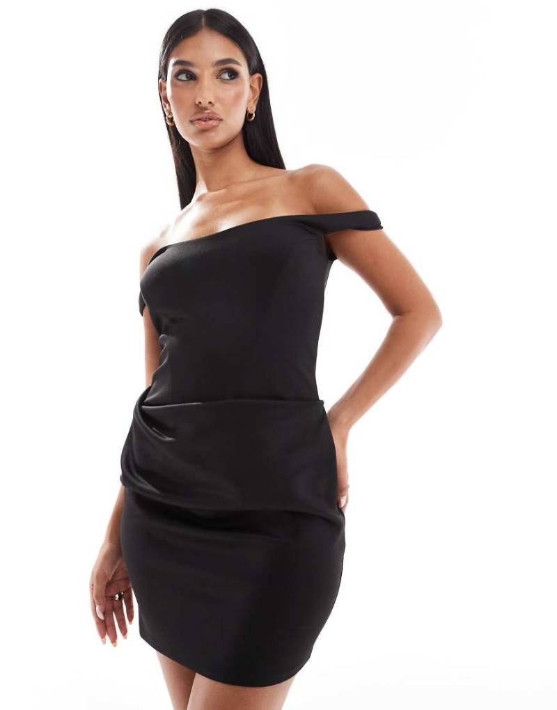 ASOS DESIGN - Strukturiertes Minikleid in Schwarz mit geformtem Rock von ASOS DESIGN