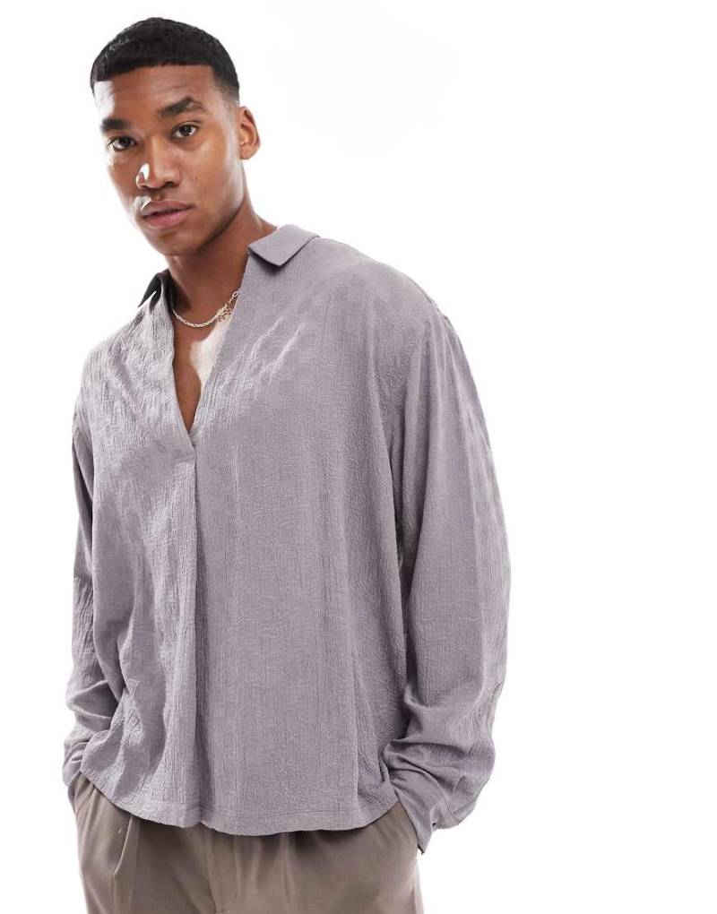 ASOS DESIGN - Strukturiertes Overhead-Shirt in Grau von ASOS DESIGN