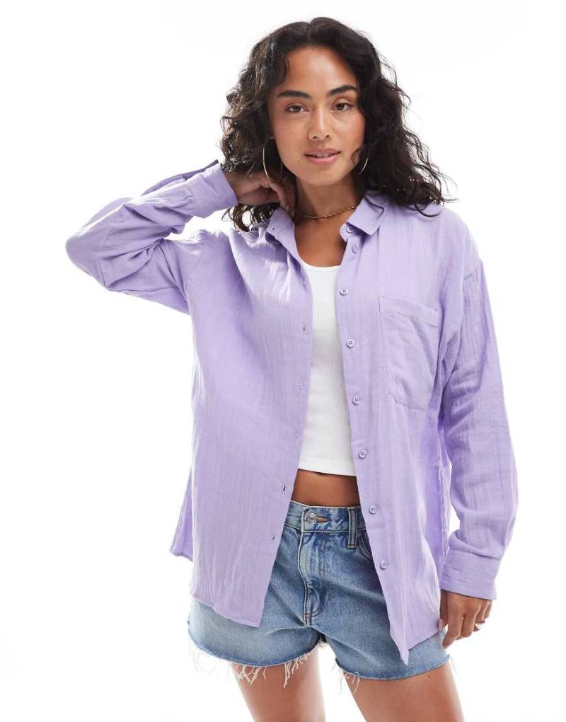 ASOS DESIGN - Strukturiertes Oversize-Hemd aus Baumwolle in Flieder-Bunt von ASOS DESIGN