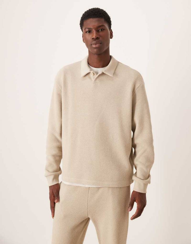 ASOS DESIGN - Strukturiertes Relaxed-Fit-Sweatshirt in Beige mit Reverskragen-Neutral von ASOS DESIGN