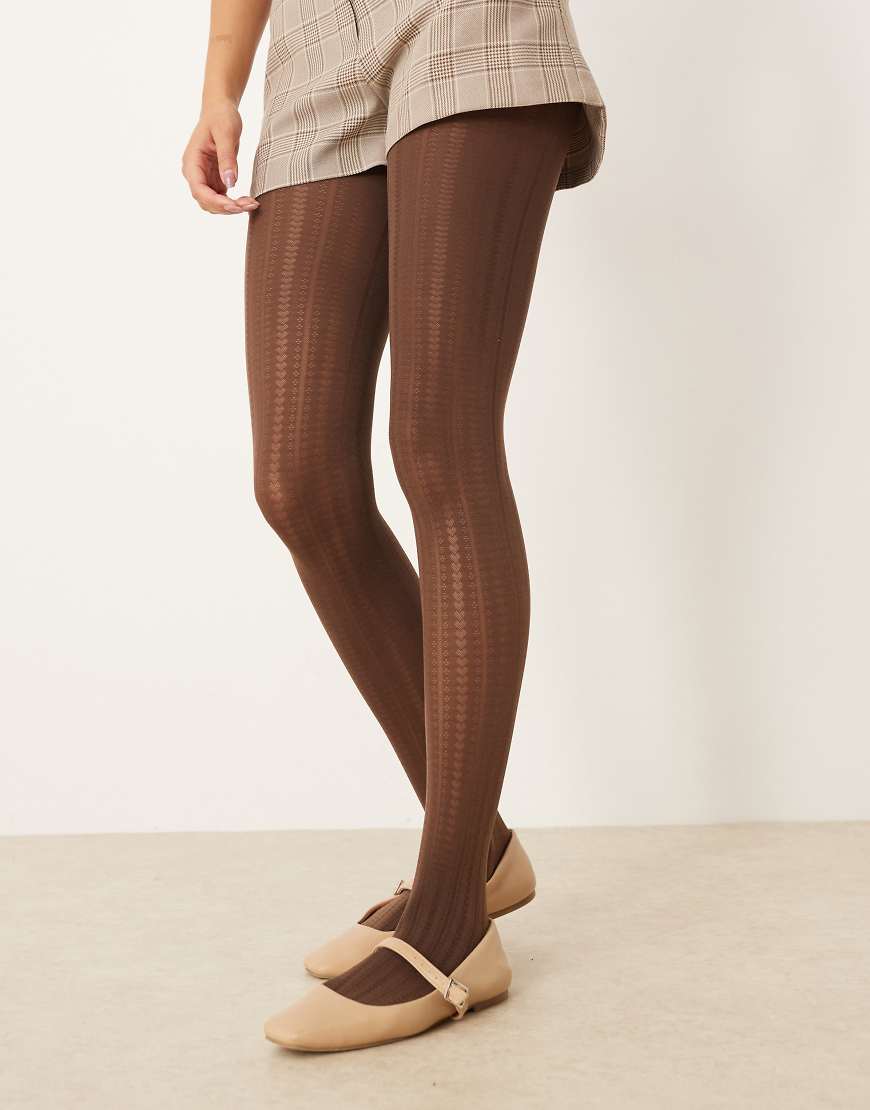 ASOS DESIGN - Strumpfhose in Schokobraun mit Herz- und Punktemuster-Streifen-Brown ASOS DESIGN - Strumpfhose in Schokobraun mit Herz- und Punktemuster-Streifen-Brown von ASOS DESIGN