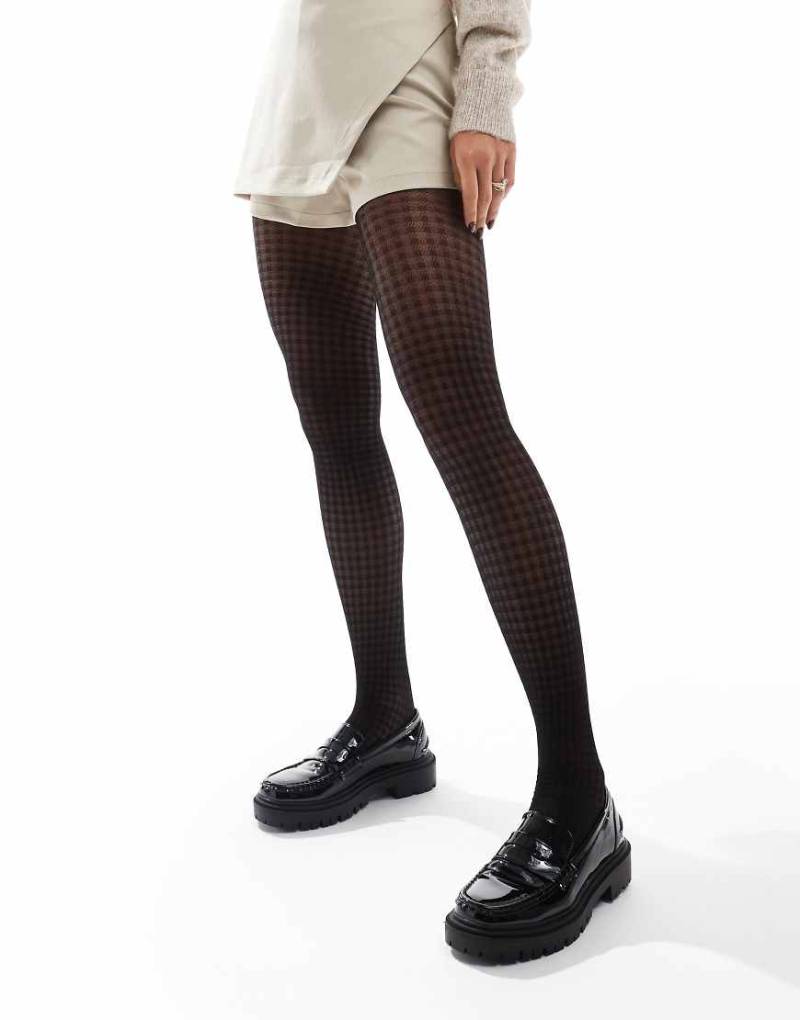 ASOS DESIGN - Strumpfhose in Schwarz mit Hahnentrittmuster von ASOS DESIGN