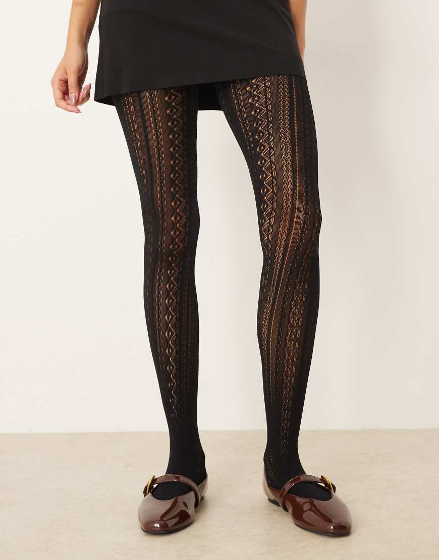 ASOS DESIGN - Strumpfhose in Schwarz mit Lochmuster von ASOS DESIGN