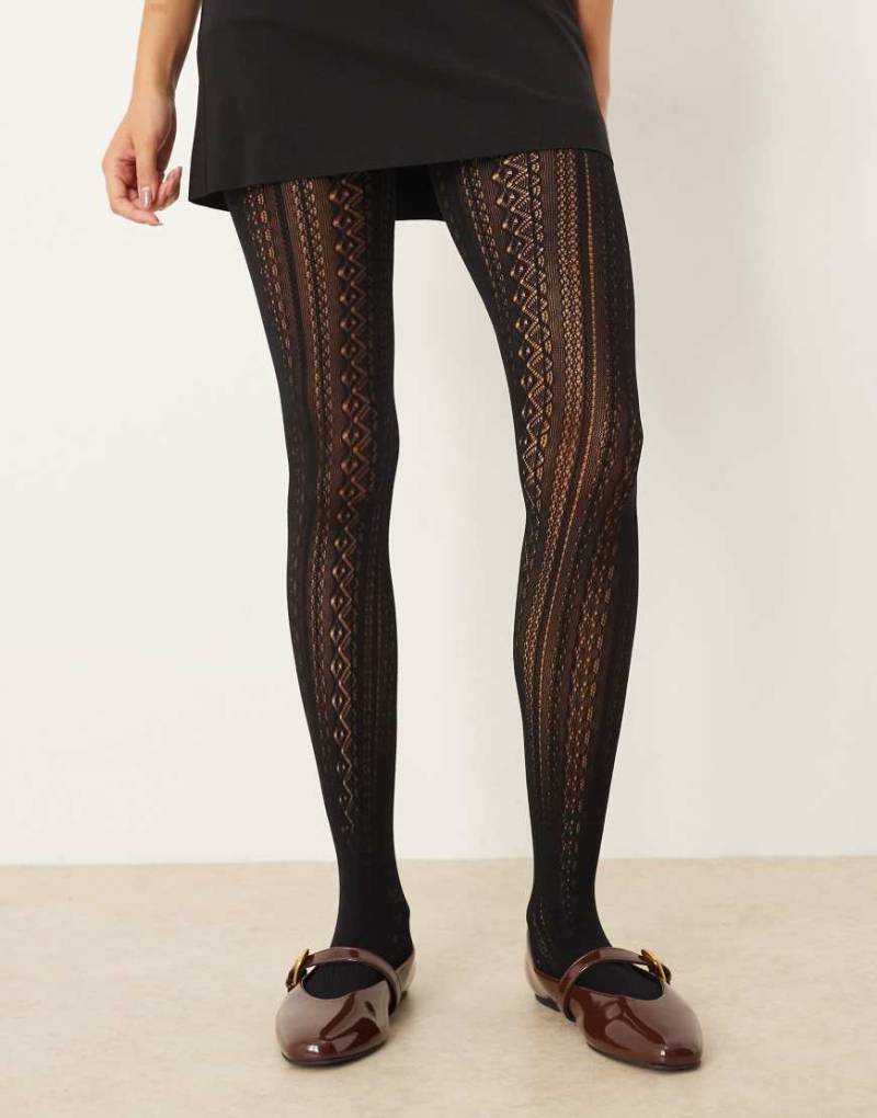 ASOS DESIGN - Strumpfhose in Schwarz mit Lochmuster von ASOS DESIGN