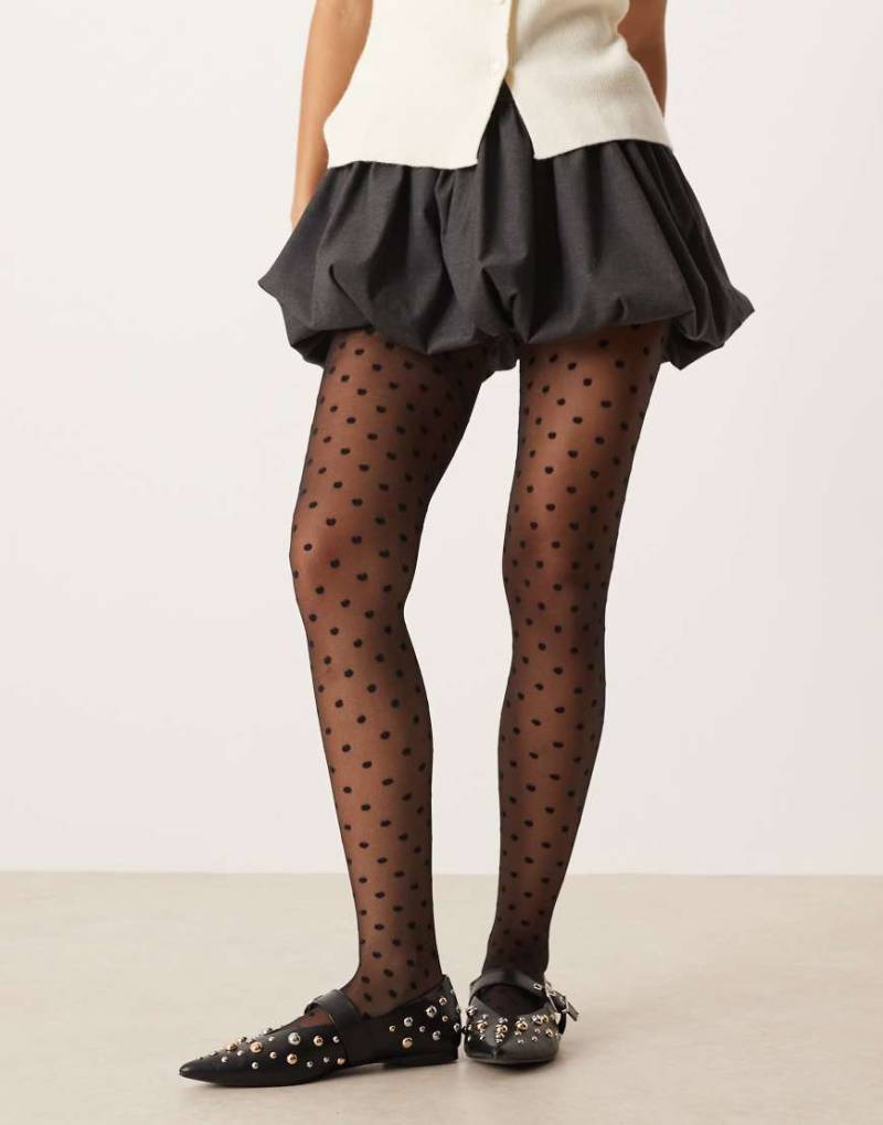 ASOS DESIGN - Strumpfhose in Schwarz mit mittelgroßem Punktemuster von ASOS DESIGN