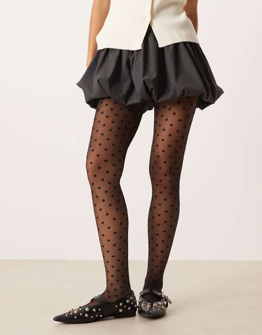ASOS DESIGN - Strumpfhose in Schwarz mit mittelgroßem Punktemuster von ASOS DESIGN