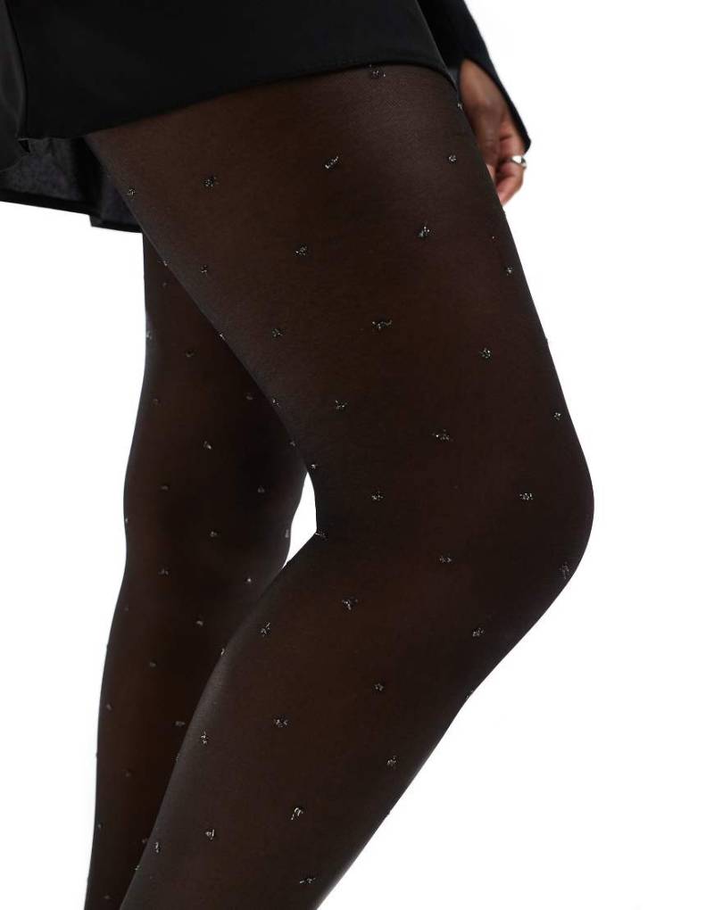 ASOS DESIGN - Strumpfhose mit kleinen Punkten in Metallic-Schwarz von ASOS DESIGN