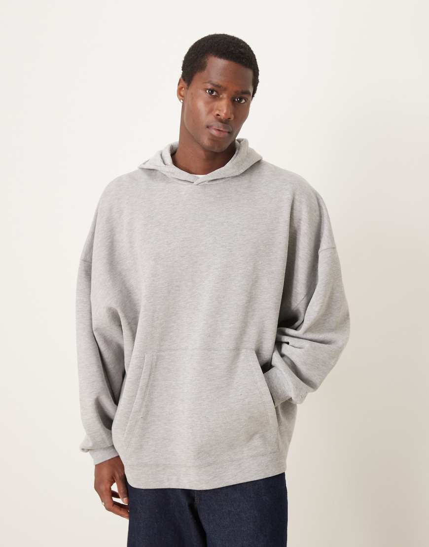 ASOS DESIGN - Super-Oversize-Kapuzenpullover in meliertem Grau mit festem Saum ASOS DESIGN - Super-Oversize-Kapuzenpullover in meliertem Grau mit festem Saum von ASOS DESIGN