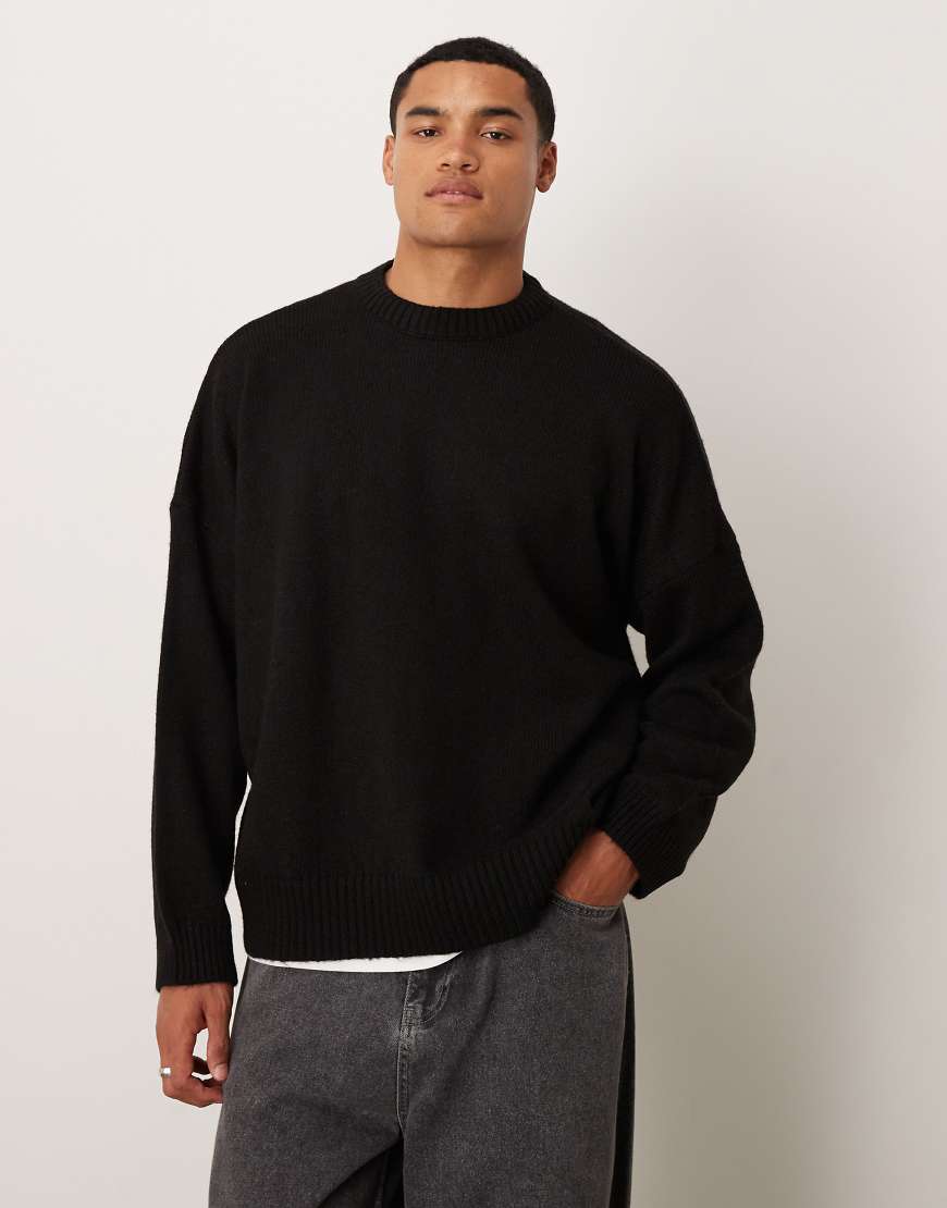 ASOS DESIGN - Super-Oversize-Strickpullover in Boxy-Passform in Schwarz mit Rundhalsausschnitt ASOS DESIGN - Super-Oversize-Strickpullover in Boxy-Passform in Schwarz mit Rundhalsausschnitt von ASOS DESIGN