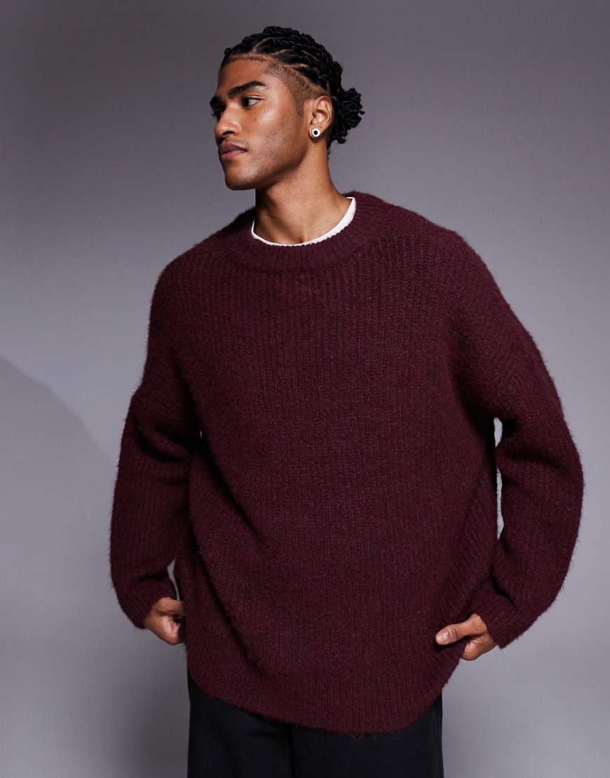 ASOS DESIGN - Super-Oversize-Strickpullover in Burgunderrot mit Rundhalsausschnitt ASOS DESIGN - Super-Oversize-Strickpullover in Burgunderrot mit Rundhalsausschnitt von ASOS DESIGN