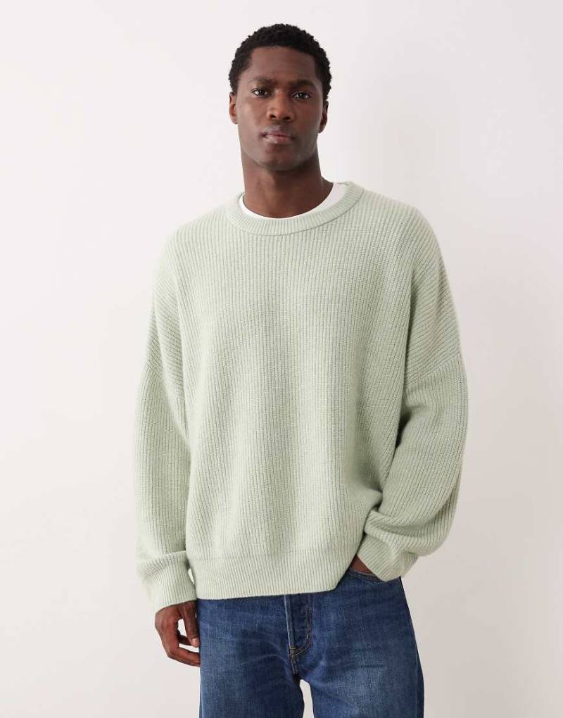 ASOS DESIGN - Super-Oversize-Strickpullover in Salbeigrün mit Patentmuster und Rundhalsausschnitt von ASOS DESIGN