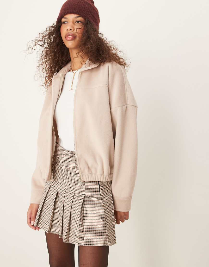 ASOS DESIGN - Superweiche Bomberjacke aus Wolle in Beige-Neutral von ASOS DESIGN