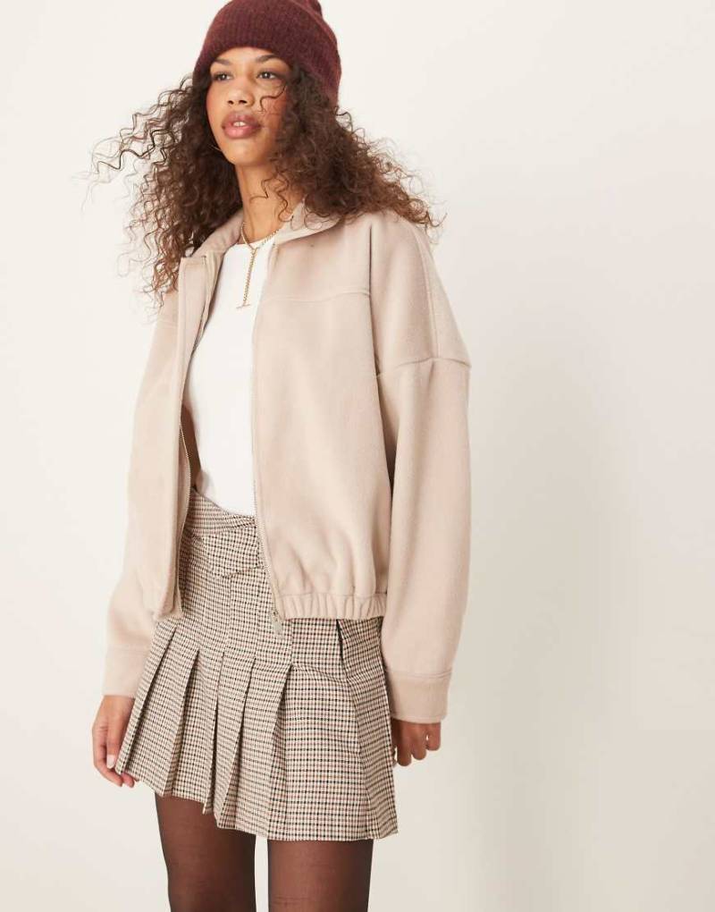 ASOS DESIGN - Superweiche Bomberjacke aus Wolle in Beige-Neutral von ASOS DESIGN