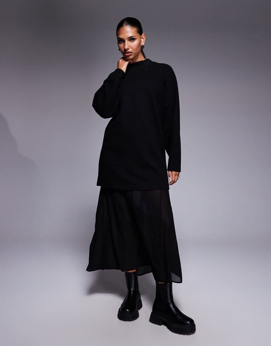 ASOS DESIGN - Superweiches 2-in-1-Maxikleid in Schwarz mit Godet-Rock aus Chiffon-Keine Farbe von ASOS DESIGN