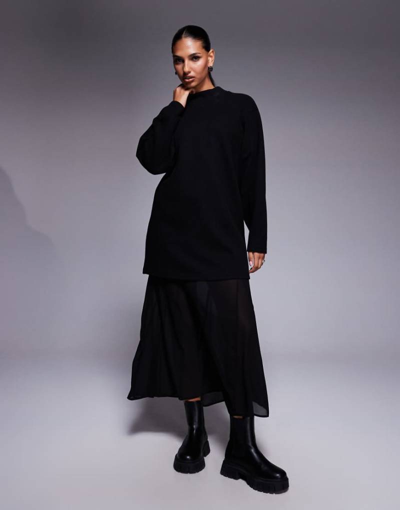 ASOS DESIGN - Superweiches 2-in-1-Maxikleid in Schwarz mit Godet-Rock aus Chiffon-Keine Farbe von ASOS DESIGN