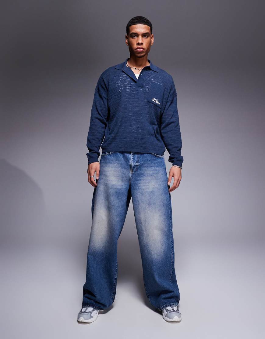 ASOS DESIGN - Superweite Baggy-Fit-Jeans in dunkelblauer Waschung ASOS DESIGN - Superweite Baggy-Fit-Jeans in dunkelblauer Waschung von ASOS DESIGN