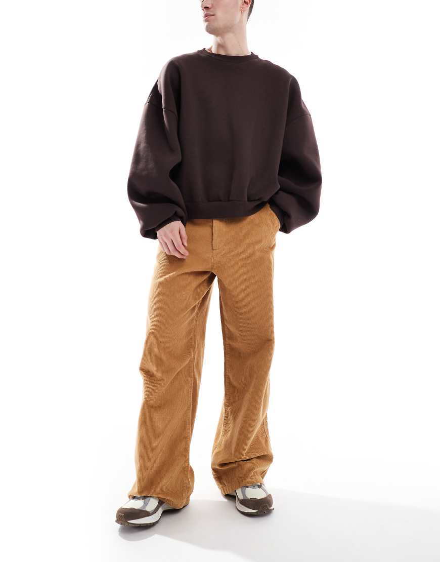 ASOS DESIGN - Superweite Cord-Hose in Hellbraun-Neutral von ASOS DESIGN