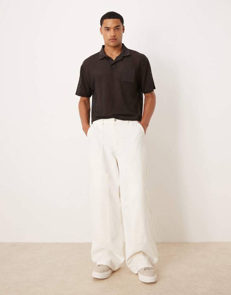 ASOS DESIGN - Superweite Hose in Ecru mit Carpenter-Details-Neutral von ASOS DESIGN