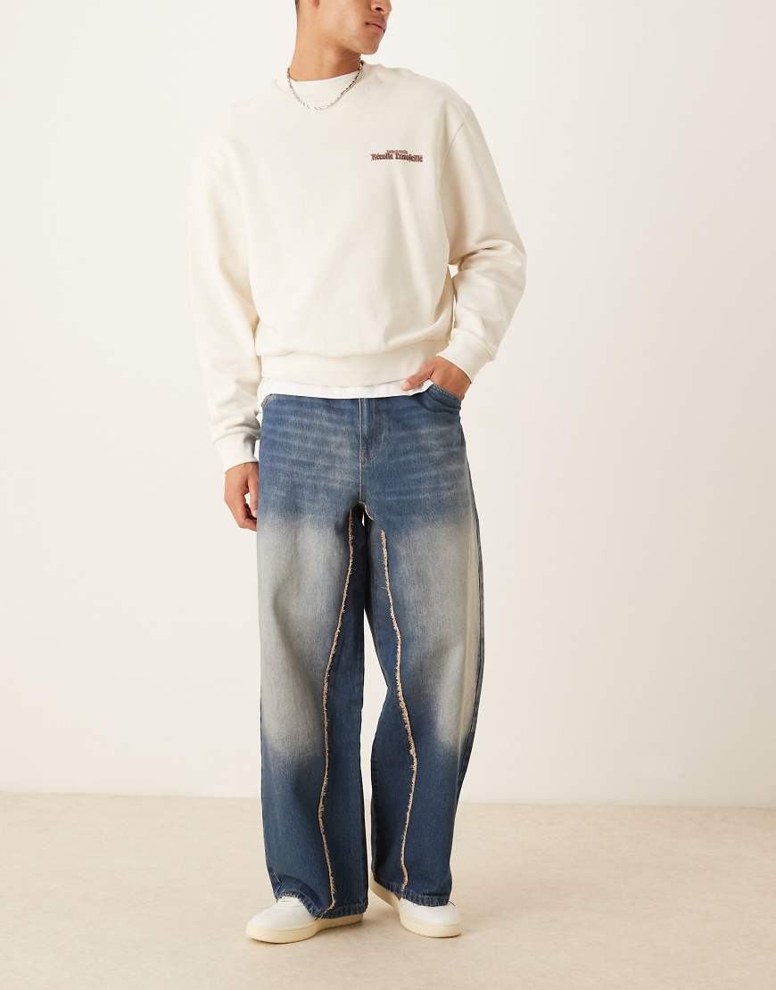 ASOS DESIGN - Superweite Jeans in Indigoblau mit unverarbeitetem Saum ASOS DESIGN - Superweite Jeans in Indigoblau mit unverarbeitetem Saum von ASOS DESIGN